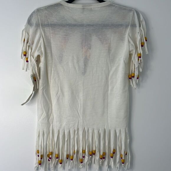 VINTAGE FEATHER PRINT BEADED TOP SMALL - Picture 9 of 9